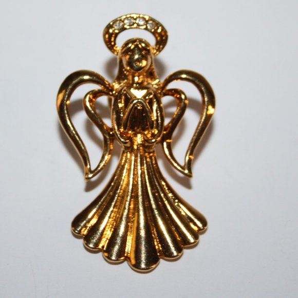👼 Vintage Gold Angel Lapel Pin · 1 7/8" - Picture 1 of 4